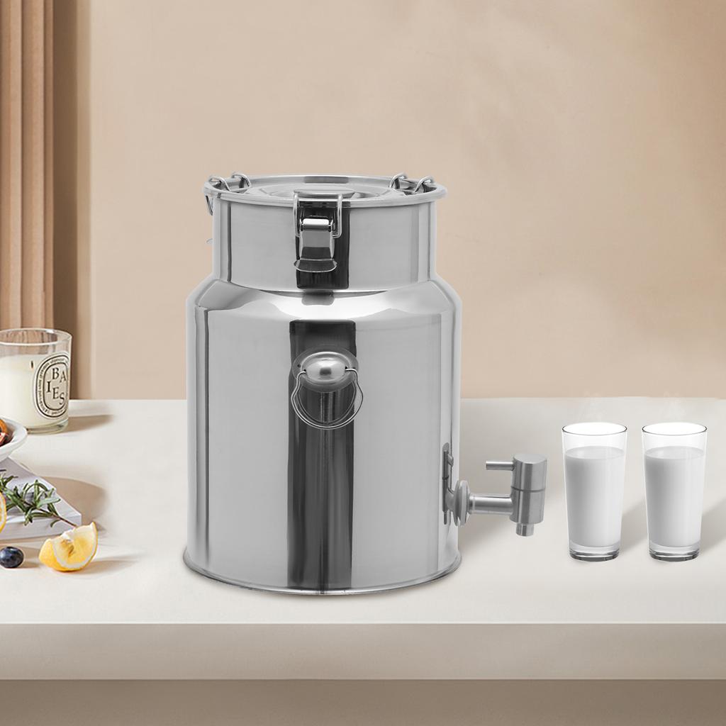10L Beverage Dispenser w/ Nozzle, 304 Stainless Steel Drink Dispenser, Insulated Milk Can, Portable Liquid Container for Kitchen