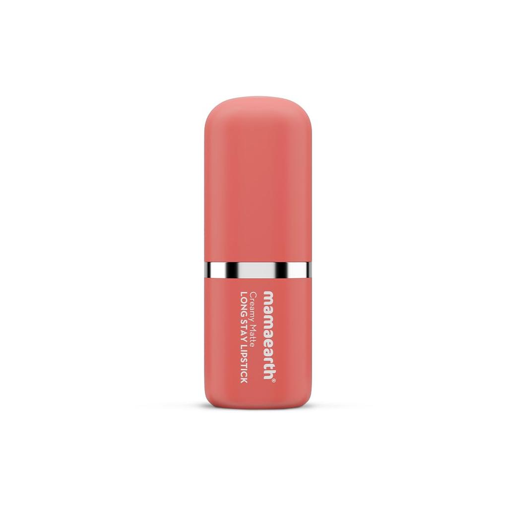 Mamaearth Cremiger Matter Langhaftender Lippenstift 4,2g 1er Pack Coral Bloom Hydratisierende Lippenfarbe