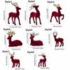 Wine Red Christmas Reindeer Ornaments Hanging  Pendant Elk Ornament Deer Ornaments  Xmas Party