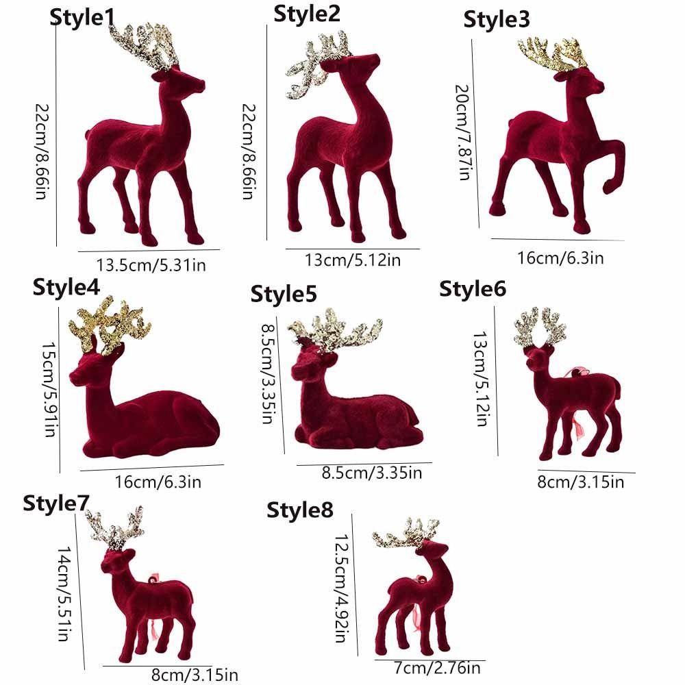 Wine Red Christmas Reindeer Ornaments Hanging  Pendant Elk Ornament Deer Ornaments  Xmas Party
