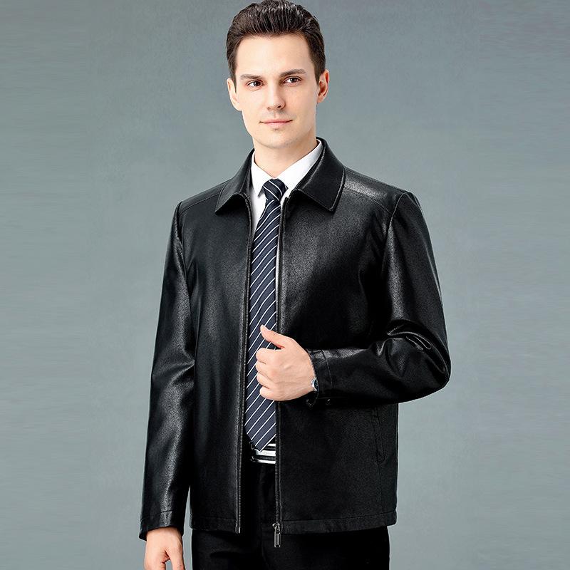 

Зимняя утолщенная куртка из овчины среднего возраста, деловая повседневная куртка из натуральной кожи, теплая кожаная куртка-пуховик, мужская одежда 180