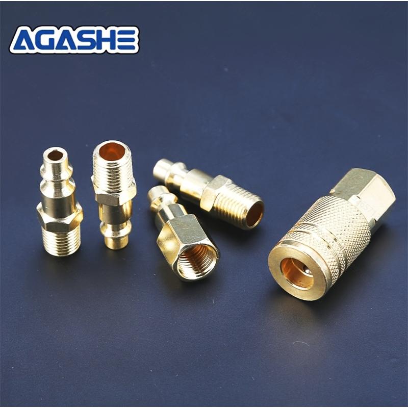 5pcs Quick Coupler Set, 1/4NPT Metal Air Hose Fittings, Universal Thread Standard, Brass Coupler Caps for Air Compressor