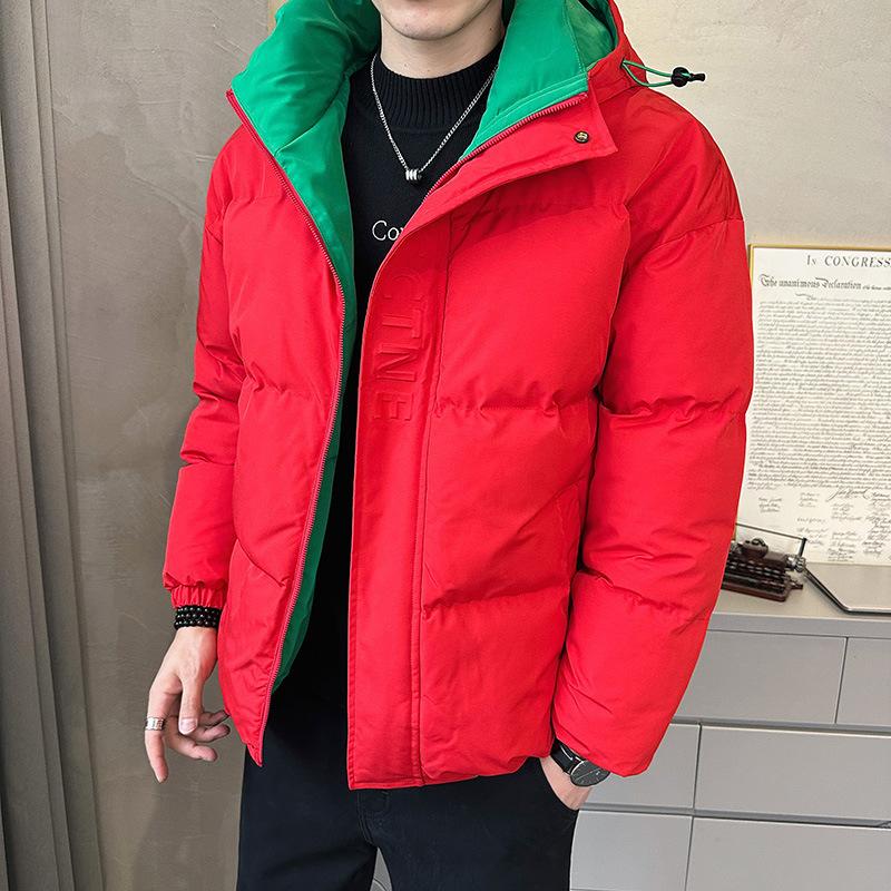 Winter New Outdoor Feather Cotton Clothes Men's Hooded Plus Fat Plus Size Loose Waterproof Jacket