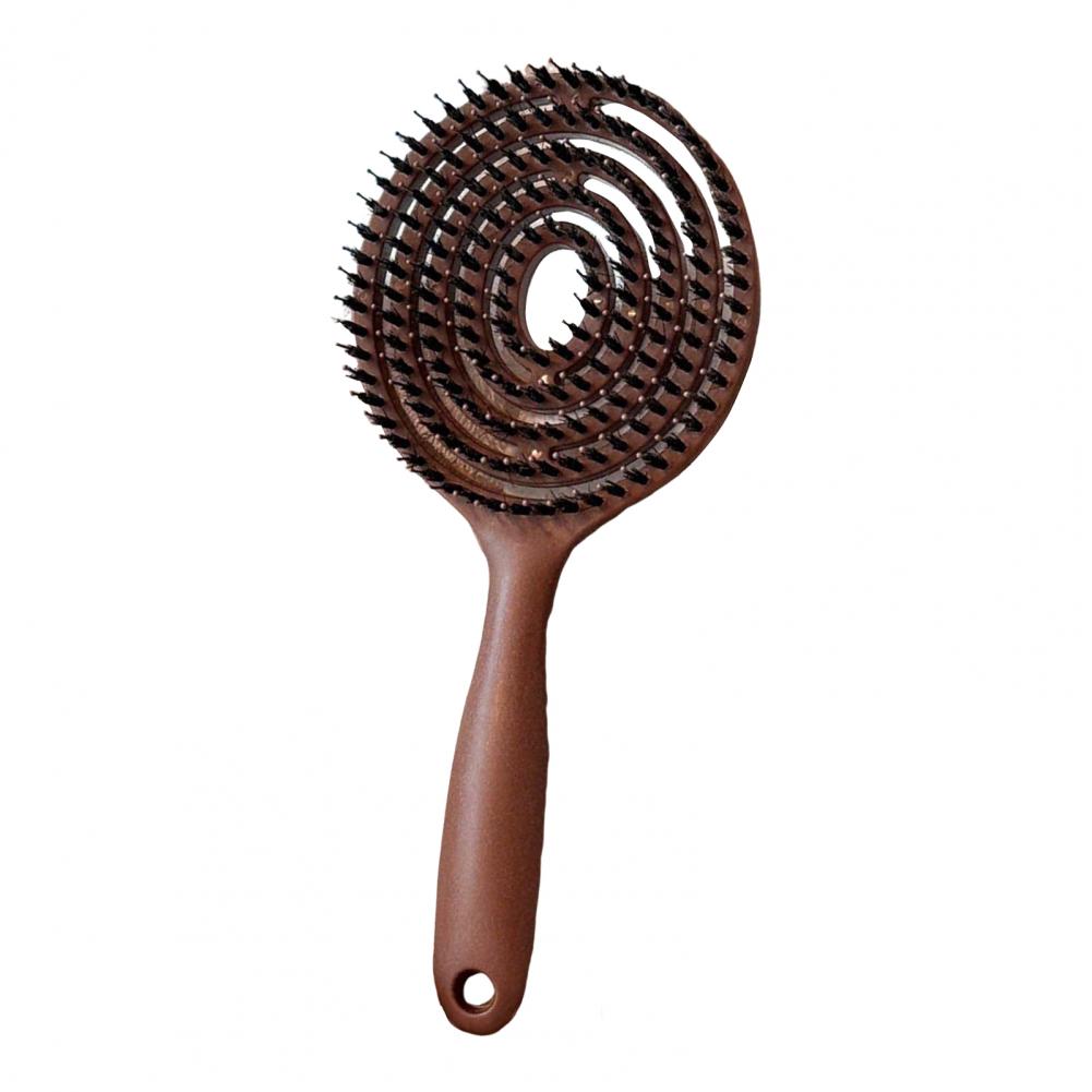 Massage Hair Brush Vented Round Bristle Brush Ergonomic Handle Anti-Static Scalp Massage Brush Quick Drying Styling Comb чёрный