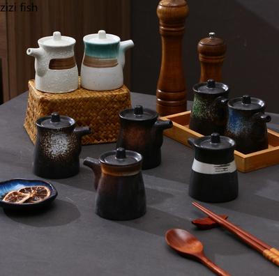 Japanese Style Ceramic Seasoning Jar Creative Seasoning Bottle Sauce Oil Jar Vinegar Jar Chili Bottle Kitchen Seasoning Tool