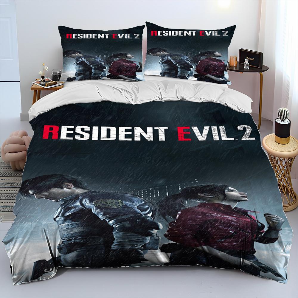 3D R-Resident Evil Games Gamer Comforter Bedding Set,Duvet Cover Bed Set Quilt Cover Pillowcase,king Queen Size Bedding Set Kid