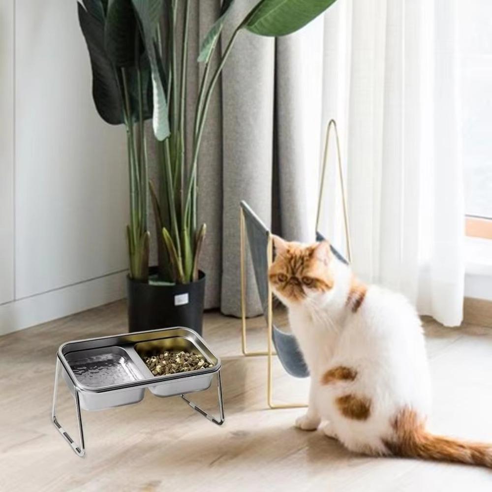 Nerezová miska pro domácí mazlíčky s náklonem 45 stupňů Víceúčelová miska pro domácí mazlíčky s vysokým stojanem pro psy a kočky