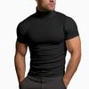 2024 Summer Men's Solid Color Short-Sleeve High-Neck T-Shirt