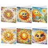 6Pcs Colorful Pattern DIY Diamond Painting Greeting Card with Envelope Diamond Birthday Blessing Card for Friend Family Lover