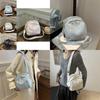 Large Capacity Trendy Canvas Shoulder Bag For Stylish Girls With Round Shape Design In Black White Blue And Pink