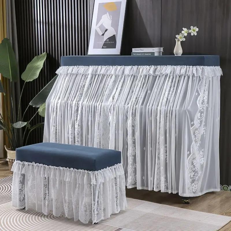 Șal din dantelă din catifea Husă de praf pentru pian șifon brodat franceză, protecție pentru pian, frumoasă pentru bancă de uz casnic Pânză rezistentă la praf