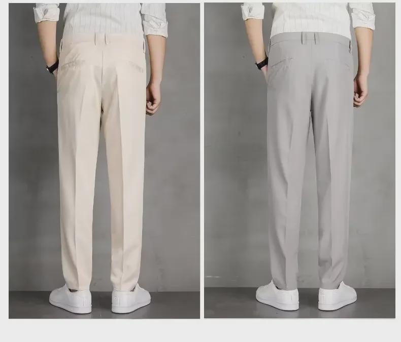 Men's High-End Black Straight-Leg Business Suit Trousers