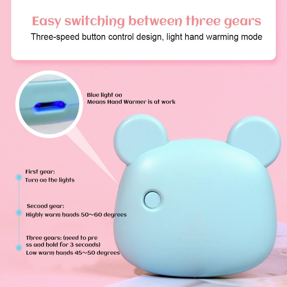 Rechargeable Hand Warmer 1000mAh Macaron Cartoon Animal USB Hand Warmer Makeup Mirror with LED Light Winter Gifts