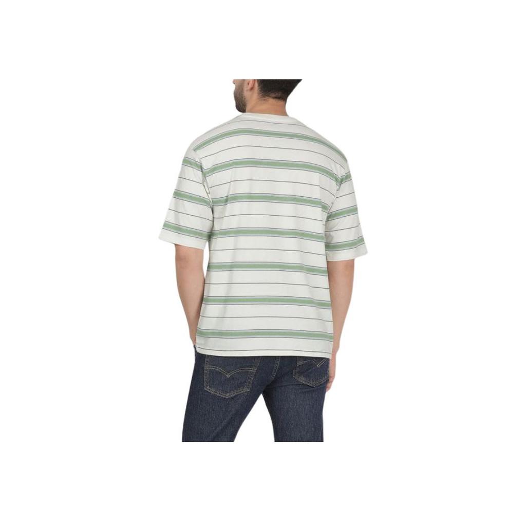 Levis Striped Crew Neck Short Sleeve T-Shirt Men Tops White Green A5850-0008