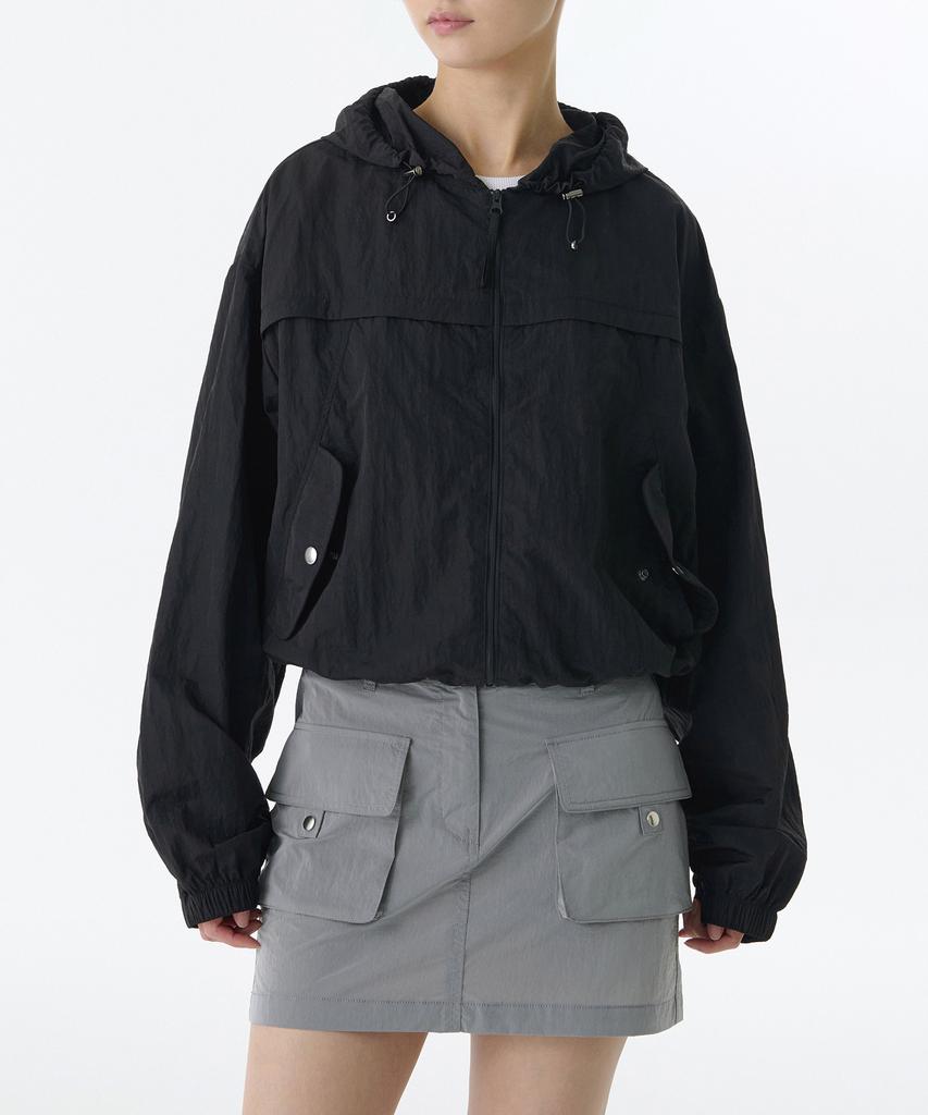 Musinsa Standard Woman Women'S Bright Hooded Windbreaker Jacket [Black]