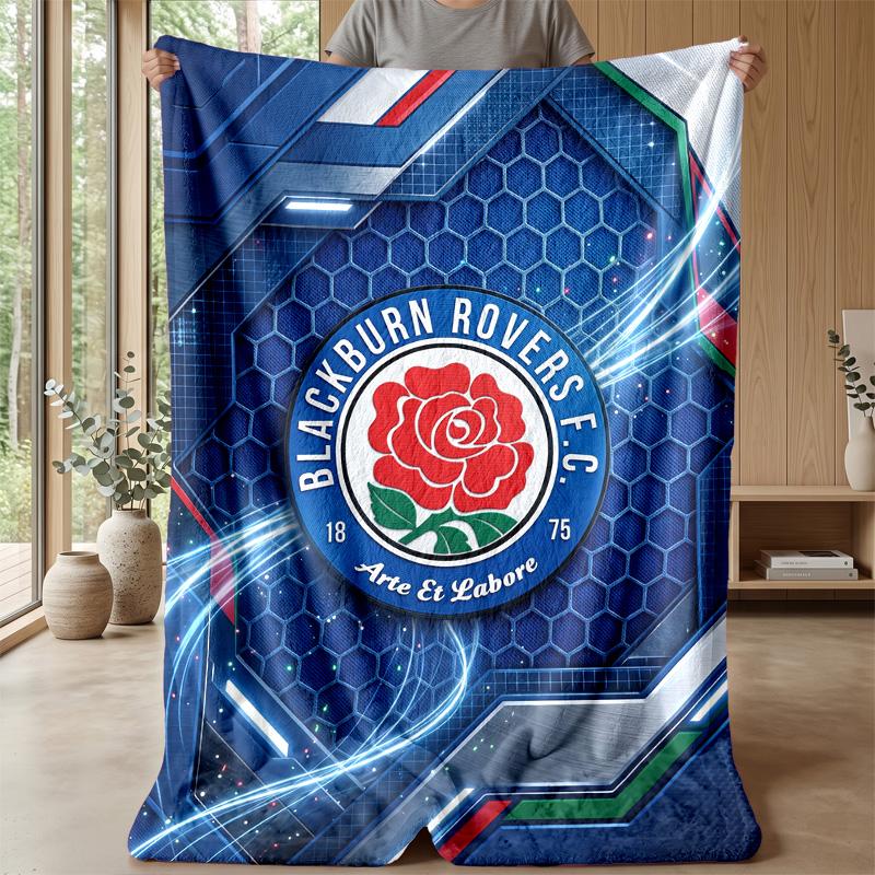 Blackburn Rovers Football Print Flannel Blanket, Soft Warm Lightweight Throw Blanket for Sofa Bed Camping