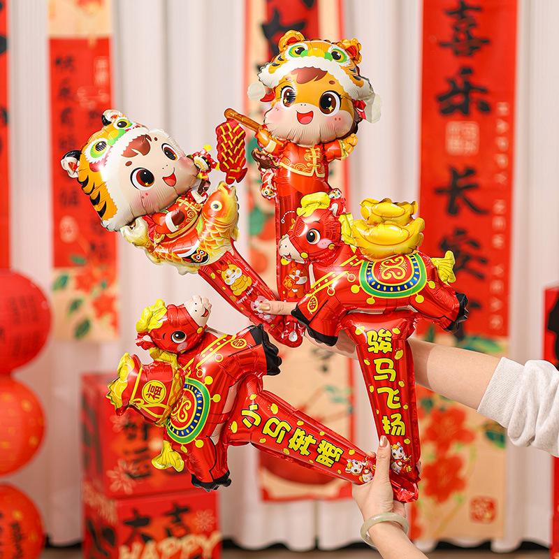 10Pcs 2026 Year Of The Horse Balloon Hair Cards Headwear New Year Party Hair Accessories Cross Year Celebration Decor Supplies