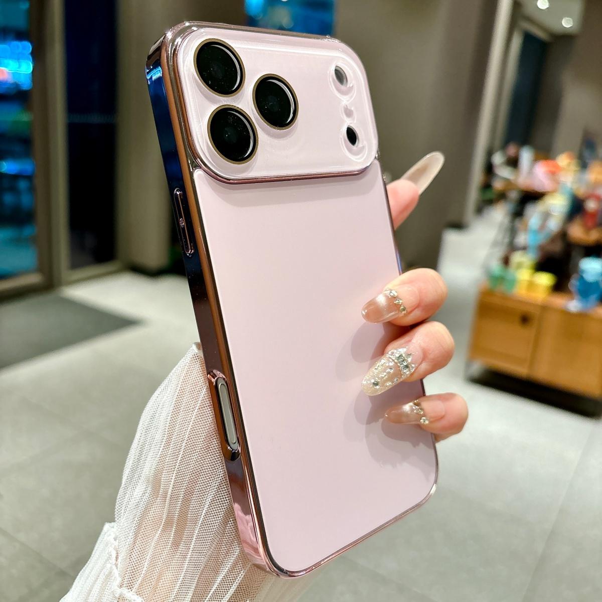 

Plating Crystal Lens Protect Solid Color Back Phone Case For iPhone 17 Air 16 15 14 13 12 11 Pro Max Plus Shockproof Armor Cover iPhone 15