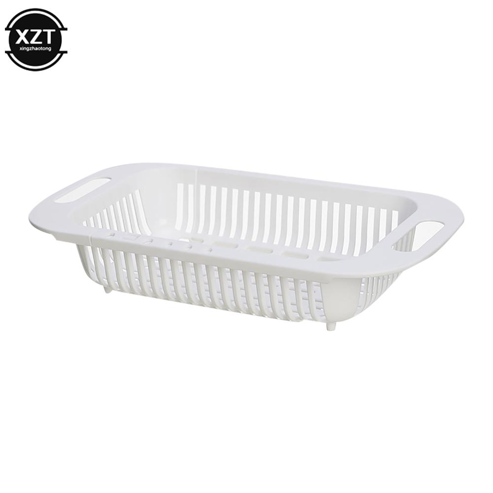 Expandable Kitchen Sink Strainer Drain Vegetable Fruit Drainer Basket Space Saving Washing Shelf Strain Rack Kitchen Organizer