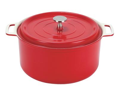 Hlinený hrniec s perleťovým kovovým povrchom, kompatibilný s indukciou, 22 cm, červený, na varenie bez vody, s dvoma rúčkami HB-5726