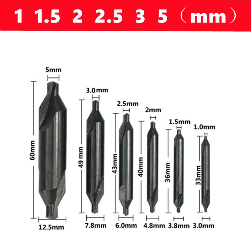 60 ° HSS TiN and nitrided coating center drill A1-A6mm set for metal processing chamfer positioning CNC lathe drill bits