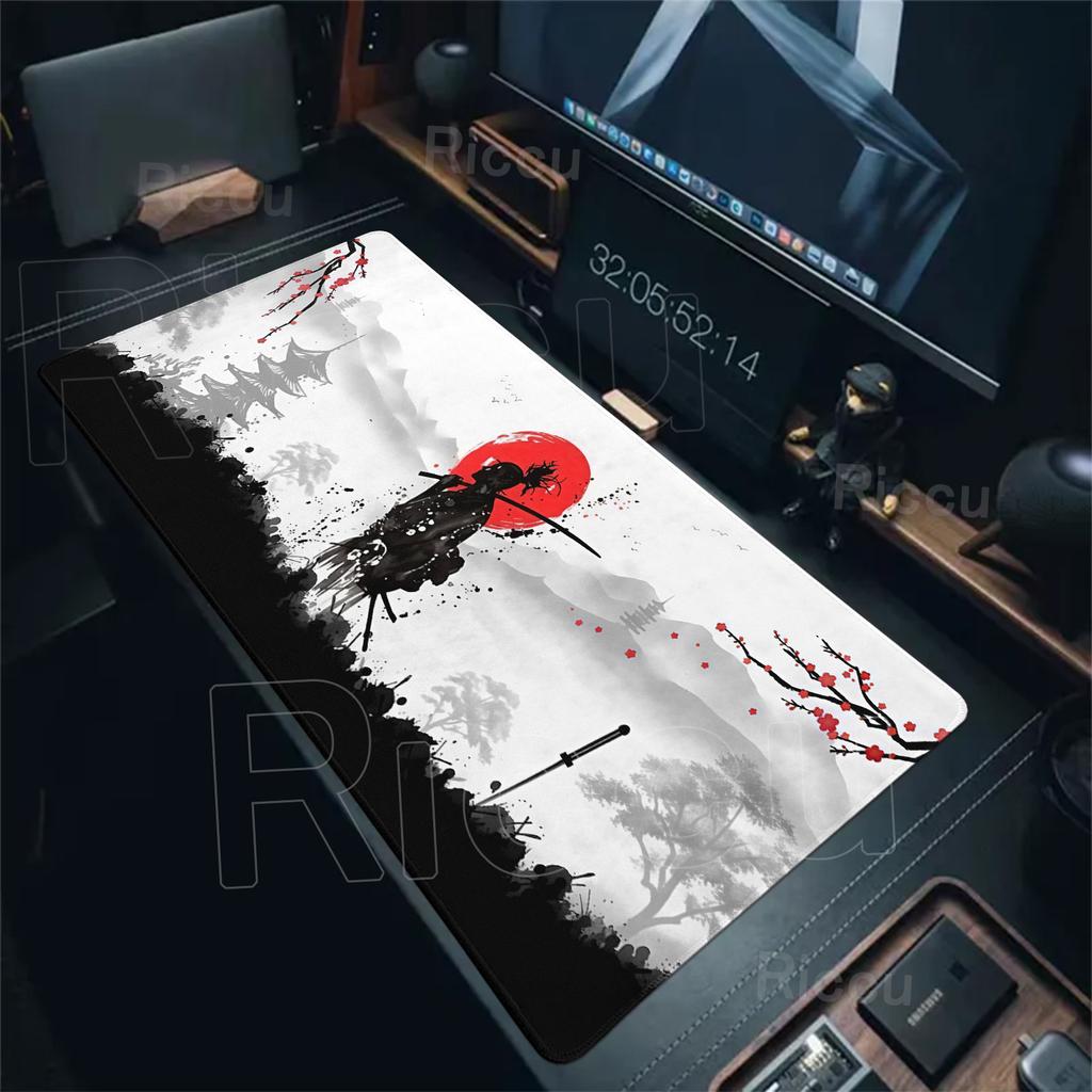 Samurai and The Red Sun Gaming Mouse Pad Non-Slip Durable Desk Mat Pc Accessories Katana Mousepad Gaming Mats PC Tapis De Souris