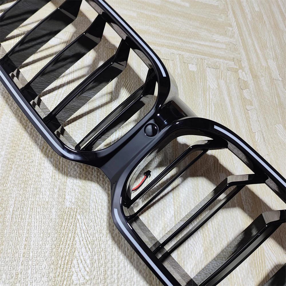LED Lights Car Front Bumper Kidney Grill Grilles For BMW 5 Series G30 G31 F90(M5) LCI 2020-2023 ABS Gloss Black Bodykits Tuning