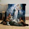 Our Lady of Grace Blanket with Children and Lambs Print  Printed Blanket for Living Room Bed Couch Lunch Break Blanket for Friend's Festival Gift
