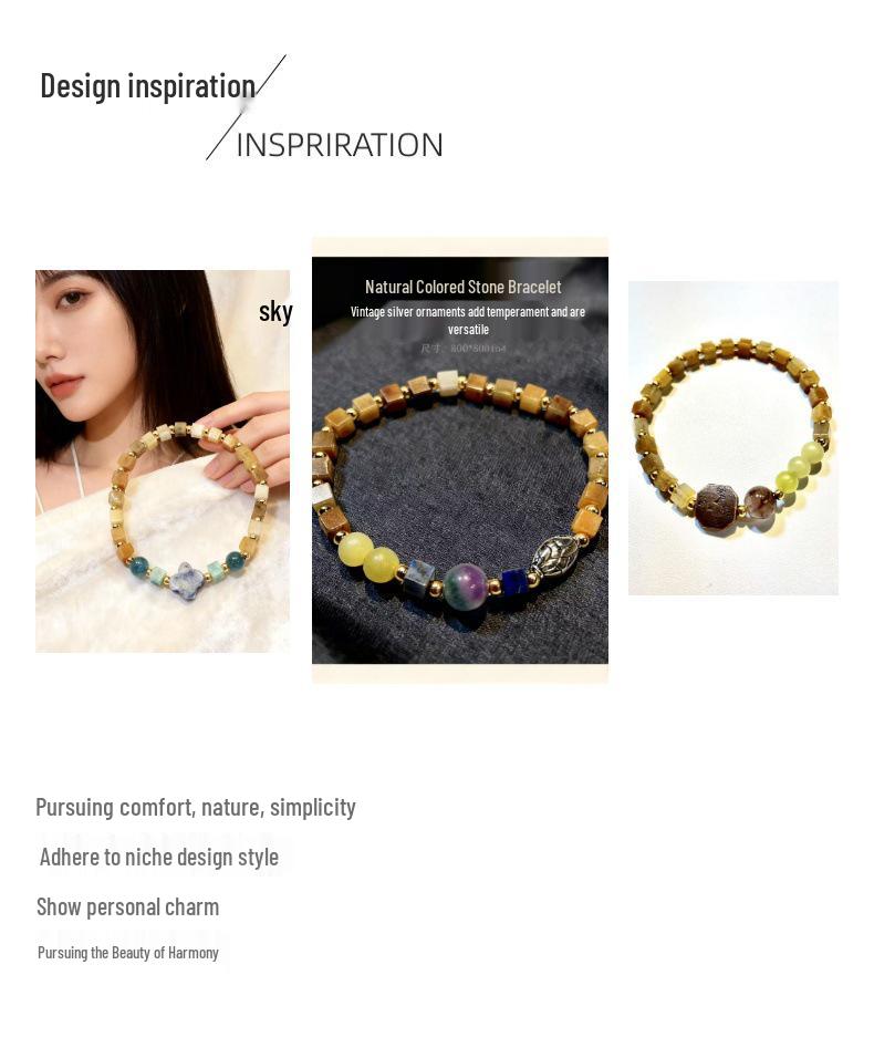 Natural Yellow Jade Square Bracelet: European & American Niche Style, Original Fashion Design.