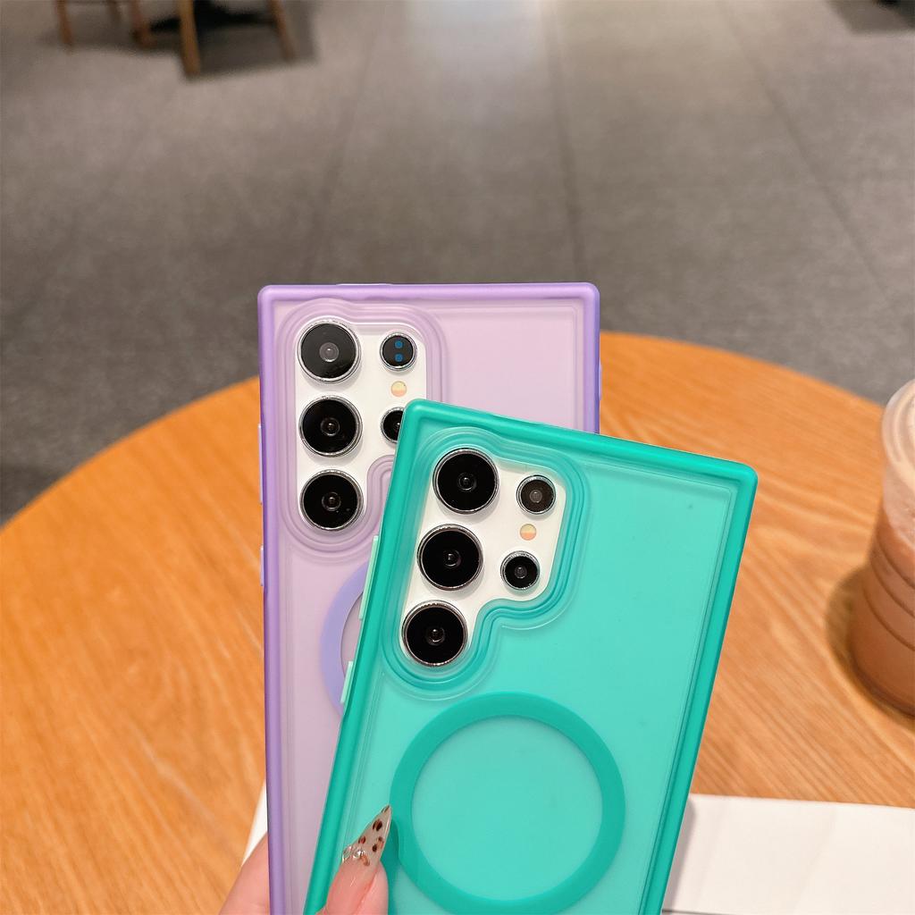 Für Samsung Galaxy S24 Ultra Hülle Kompatibel mit MagSafe Skin Touch TPU+PC Phone Back Cover