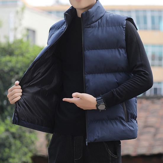 Men Waistcoat Stand Collar Sleeveless Slim Fit Vest Coat
