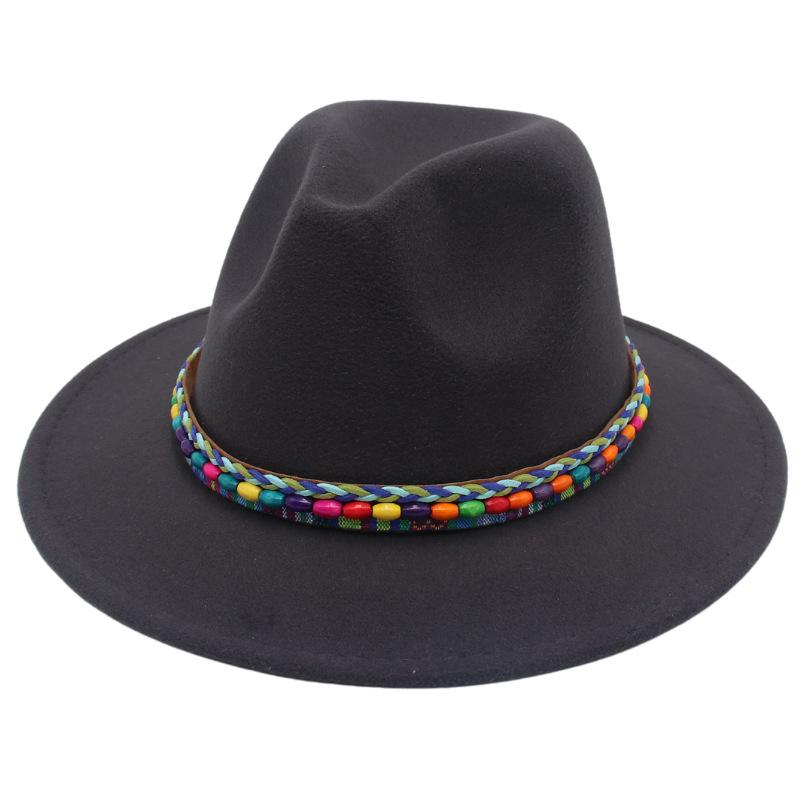 Top Hat Rainbow Hand-Woven With Accessories Ethnic Style Tibetan Hat Colorful Jazz Hat