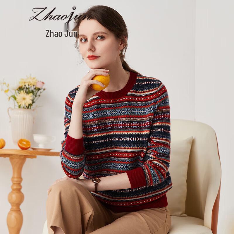 

Zhaojun Women s Fair Isle Cashmere Sweater XL