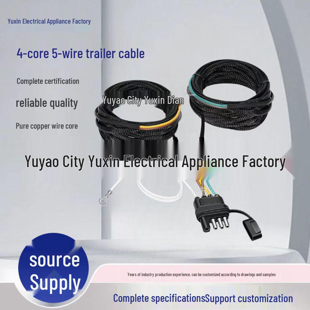 

Braided 5-Wire 4-Pin Trailer Wiring Harness Kit with 4-Way Flat Plug
