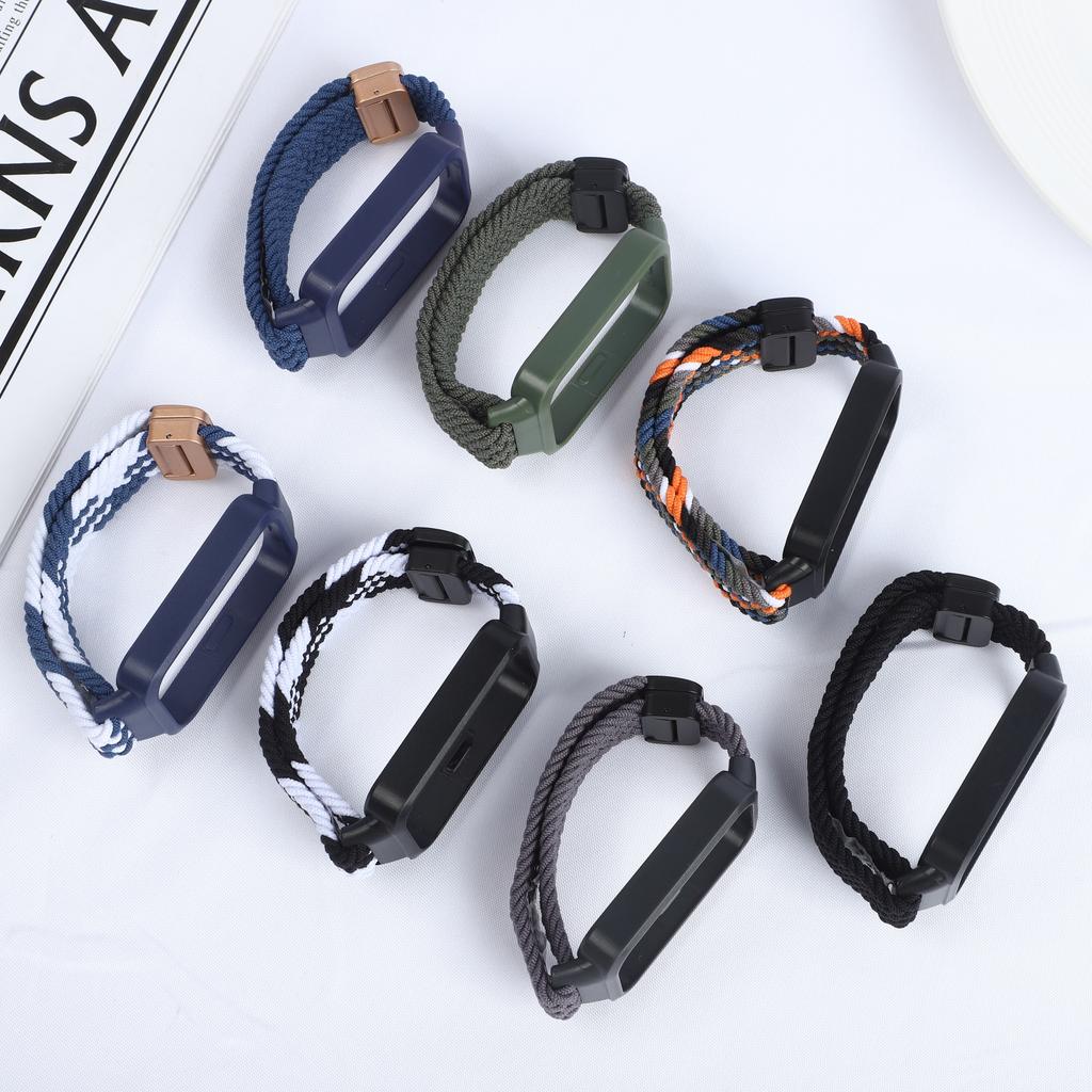 Pulseira Trançada+Capa de PC para Xiaomi mi band 9 8 active acessórios esportes magnético Pulseira de Nylon correa+Capa para Redmi band 3 2