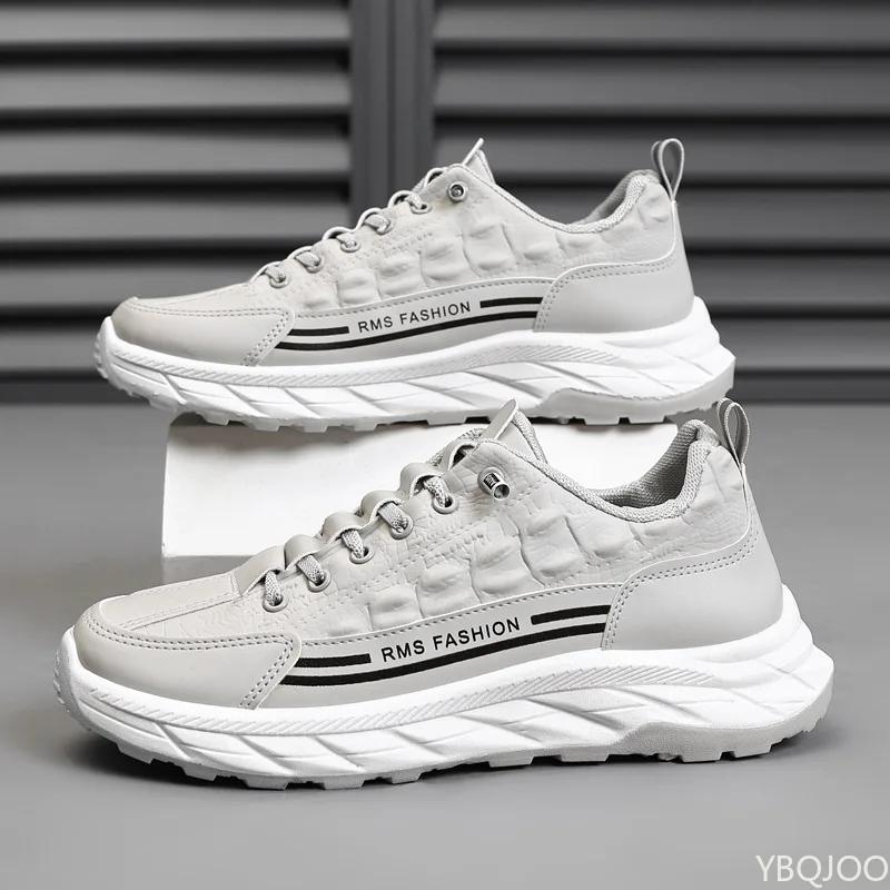 Fashion 2025 Fashion Leather Men's Shoes New Round Toe Sneakers Outdoor Comfortable Walking Shoes Casual Male Running Shoe Zapatos Homme