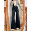 Plus Size Retro High Waist Fleece-Lined Wide Leg Jeans for Women - Winter 2025 Loose Straight Leg Trousers.