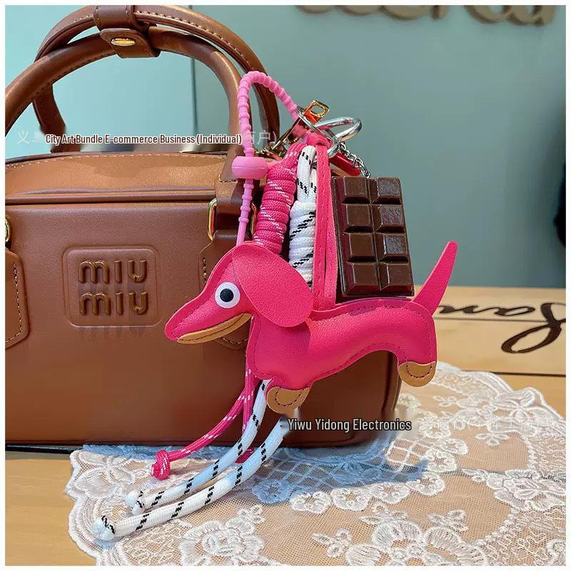 Miu-Style Sausage Dog Plush Charm - Backpack, Car, Keychain Gift