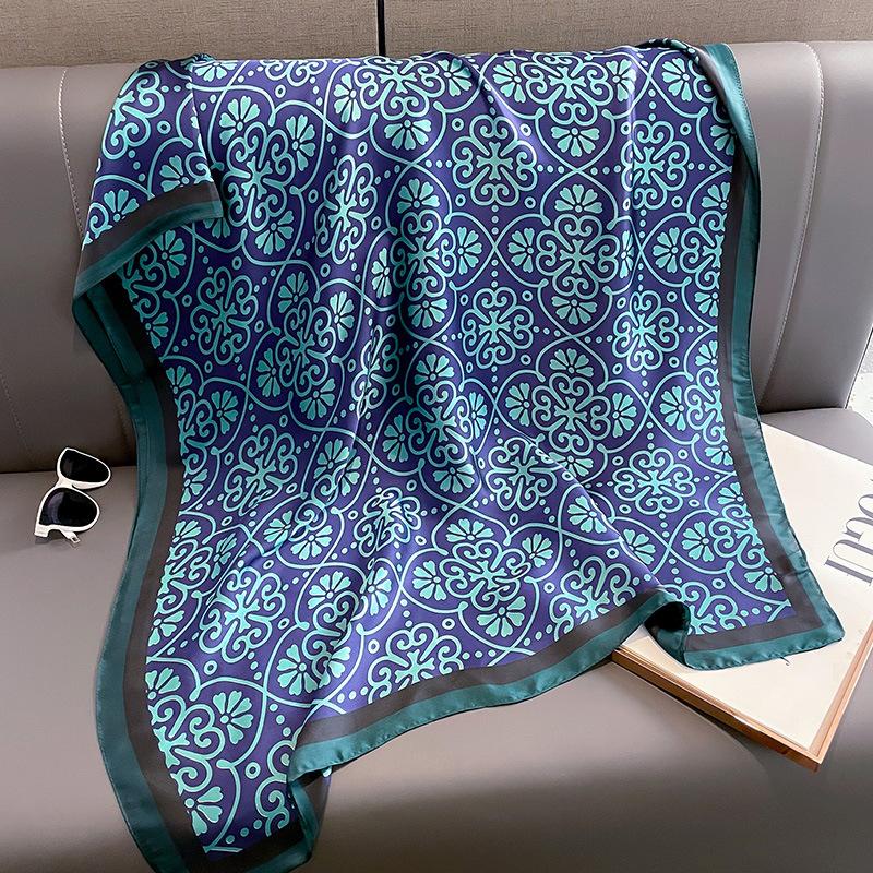 1116 Korean version of fashion simulation silk temperament long silk scarf women's autumn and winter warm scarf dual-purpose shawl spring and autumn