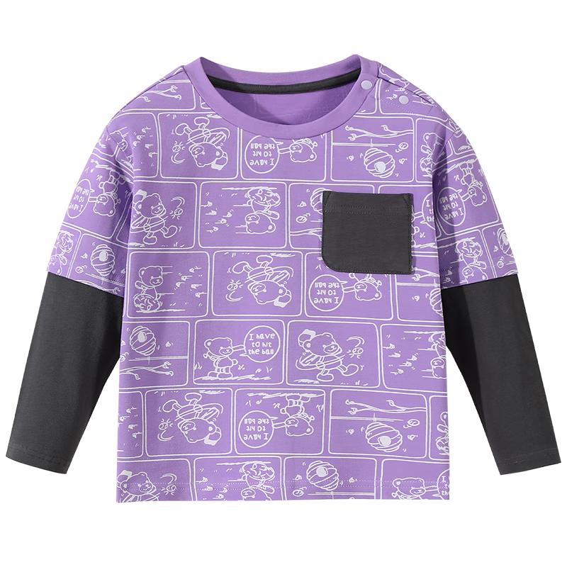 Classic Teddy Boys  Faux Two-Piece Long Sleeve Cotton T-Shirt 110