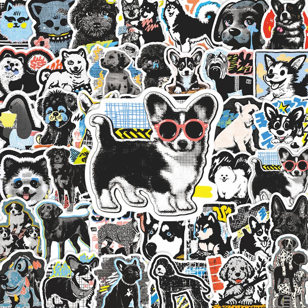 60 Cartoon Doodle Dog Stickers For Notebooks, Water Bottles, Phone Cases, Luggage, Journals, And Creative Decorations
