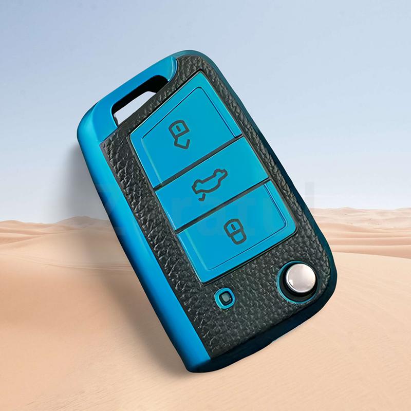 

Tpu Leather Auto Car Key Case Folding Remote Shell Fob Cover For Volkswagen Vw Mk7 Gti 7 Golf 7 Golf R Skoda Octavia A7 Seat