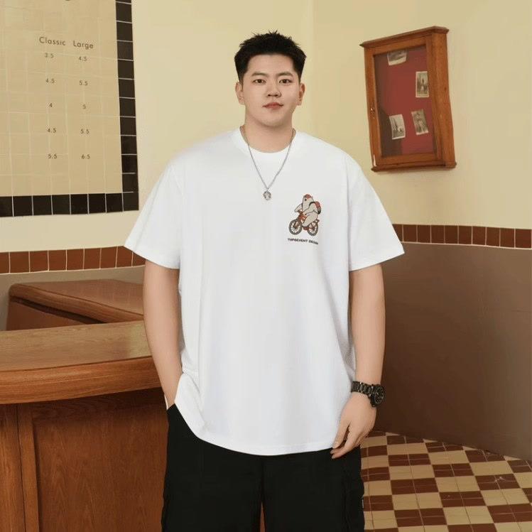 Stretch Fit Anti-wrinkle Loose Men's Short-sleeved Trend Printing Fashion Short-sleeved Top Cotton Comfortable Lightweight T-shirt