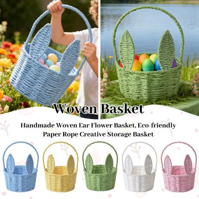 Handmade Woven Ear Flower Basket, Eco-friendly Paper Rope Creative Storage Basket