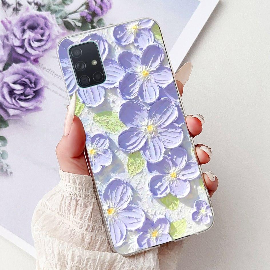 For Samsung Galaxy A71 Case SM-A715F Cover Fashion Butterfly Flower Soft Clear Silicone Phone Cover For Samsung A51 A 51 5G Capa