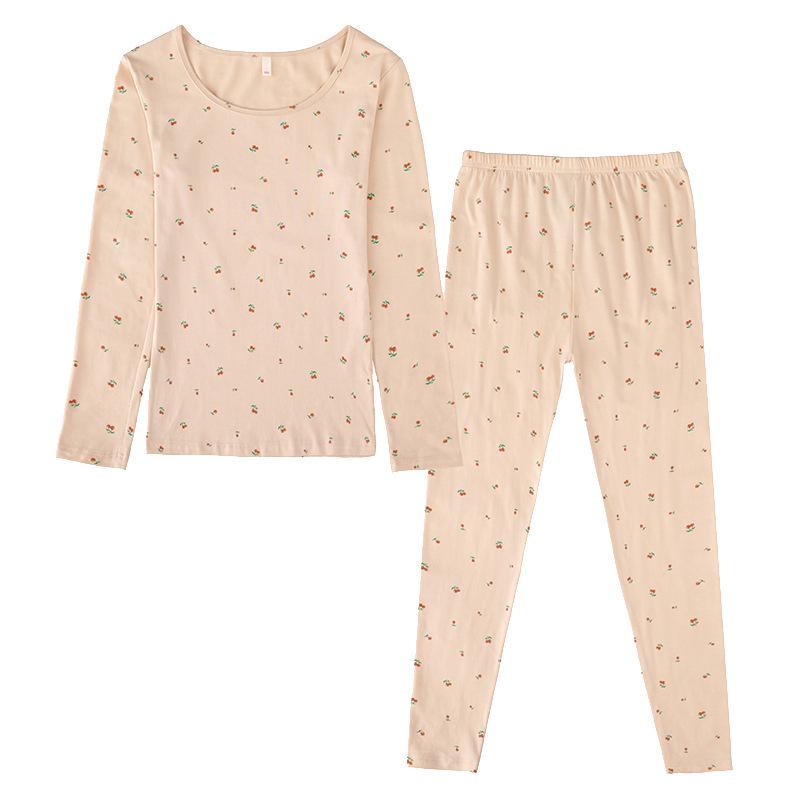 Damen Baumwoll-Lycra Herbst Basisschicht Set: Warmes Dünnes Hemd & Lange Unterhosen