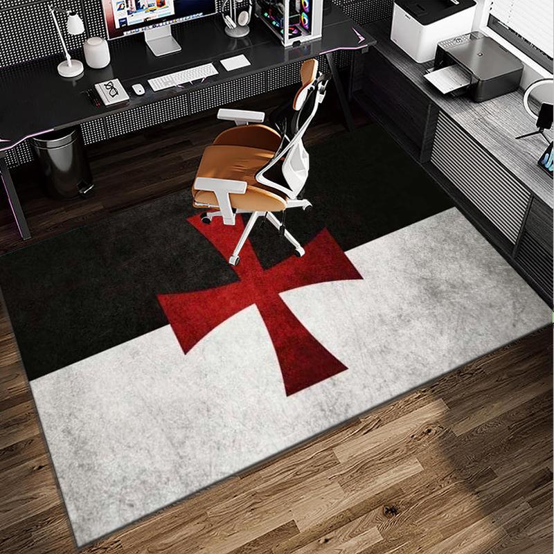 Knights Templar Symbol Office Rug Chair Mat, Game Carpet, Suitable for Front Door, Bedroom, Living Room, Desk, Holiday Gift