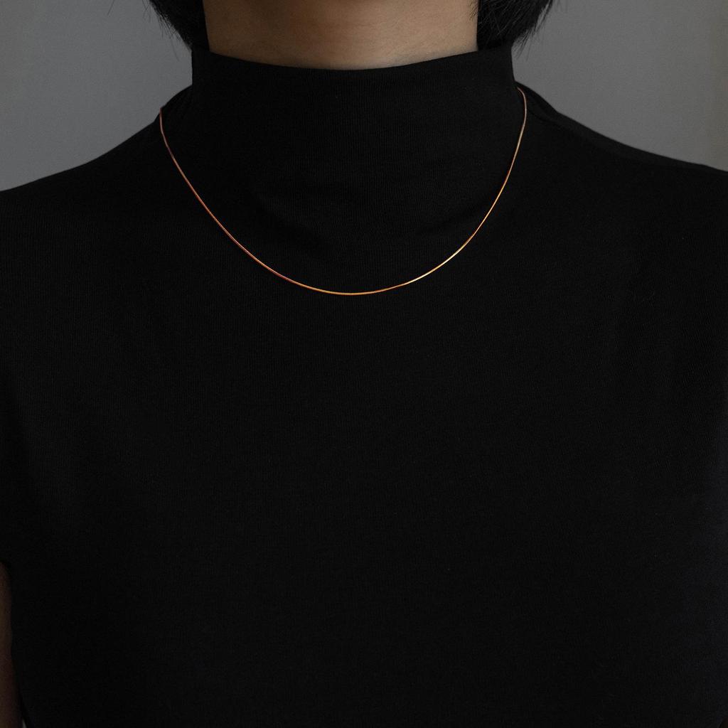 18K Gold-Plated Stainless Steel Round Snake Chain Necklace - New Style