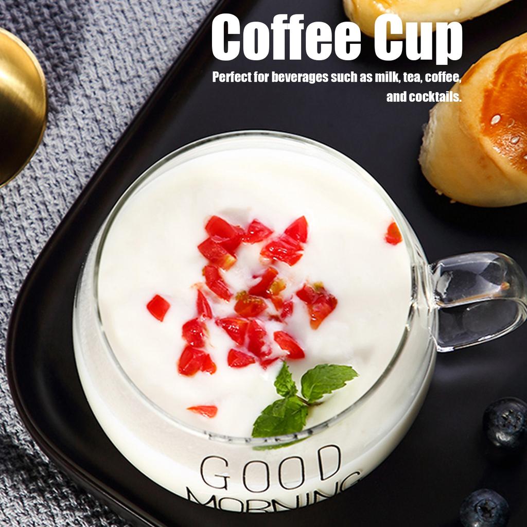 Coffee Cup Transparent Borosilicate Glass Mug with Handle for Milk Tea Cocktail Beverage