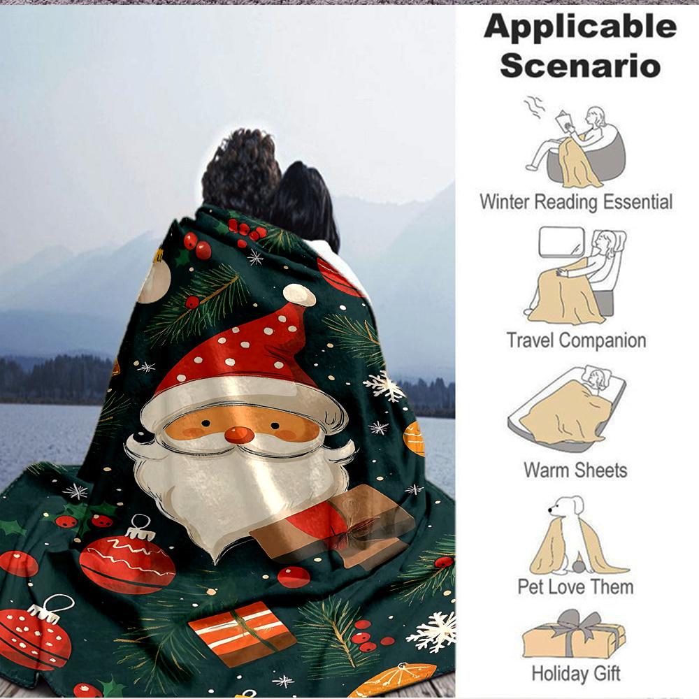 1 Stück Weihnachtsmann-Decke, Leichte Flanell-Kuscheldecke für Sofa, Bett, Reise, Camping, Wohnzimmer, Büro, Couch, Stuhl, a0922072